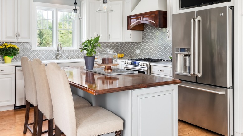 Open refrigerator in kitchen