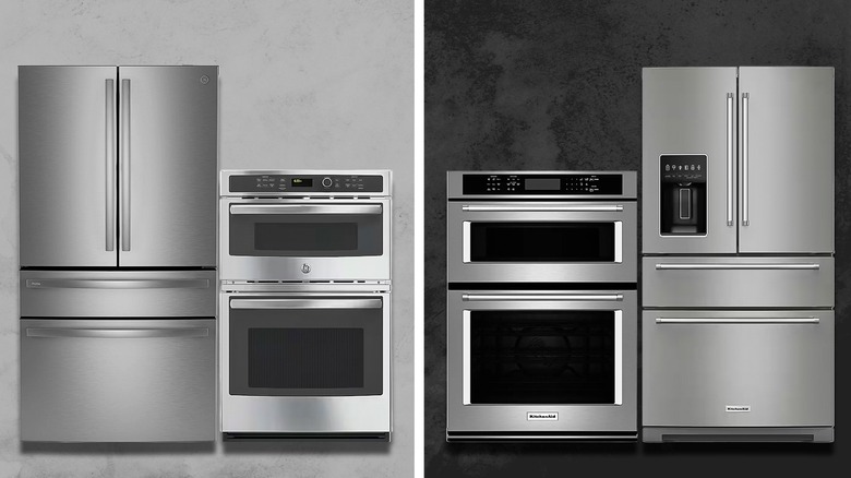 Split frame of GE and KitchenAid fridges and ovens