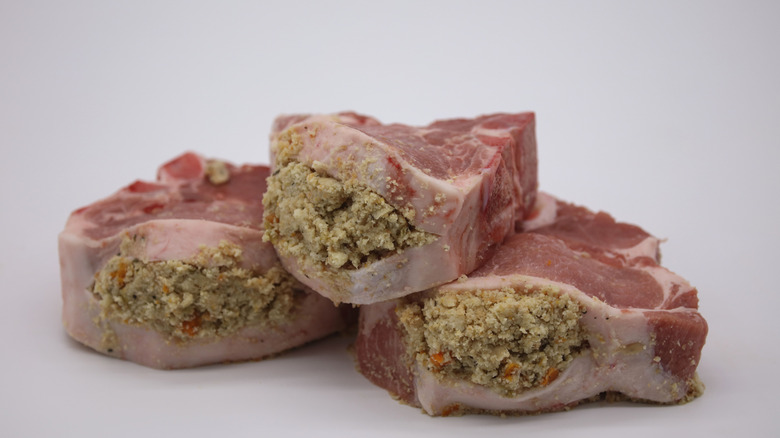 Stuffing inside of pork chops