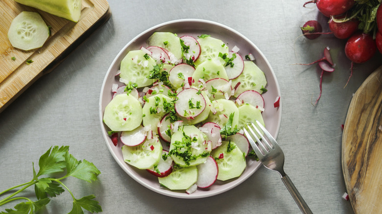 a bowl of cucumber salad