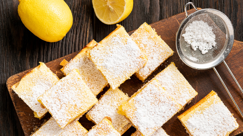 Aerial view of lemon bar squares