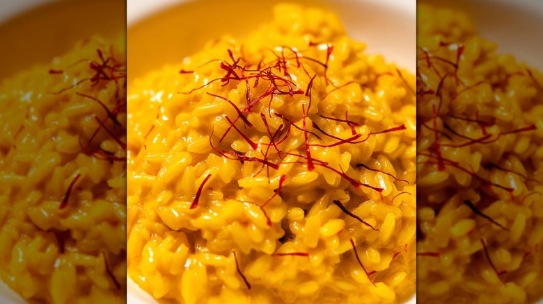 close up of saffron risotto