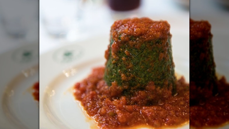 spinach casserole in a tomato sauce