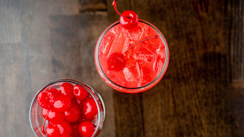 Shirley Temple on table with cherries