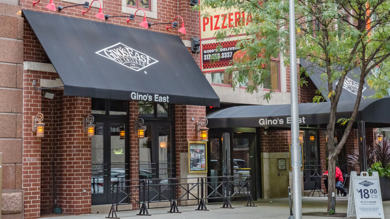 The exterior of a Gino's East pizzeria in Chicago.