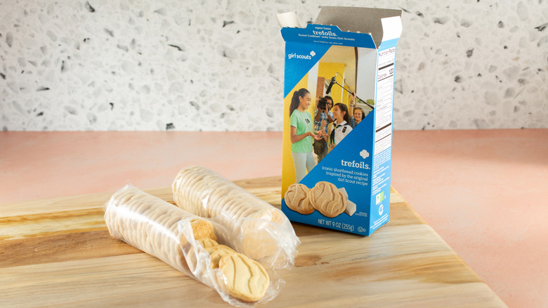 box of trefoil Girl Scout cookies