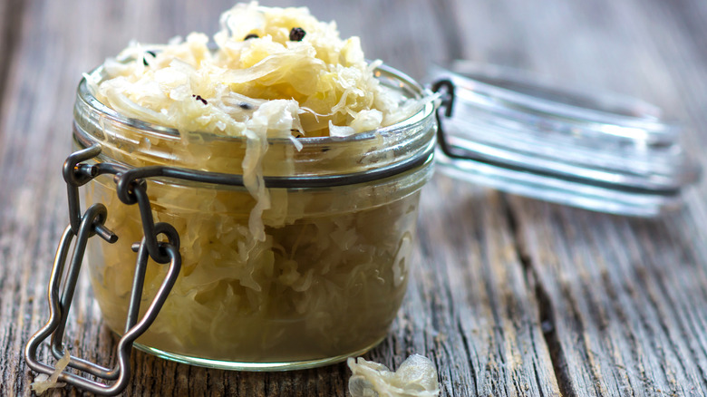 Container of sauerkraut