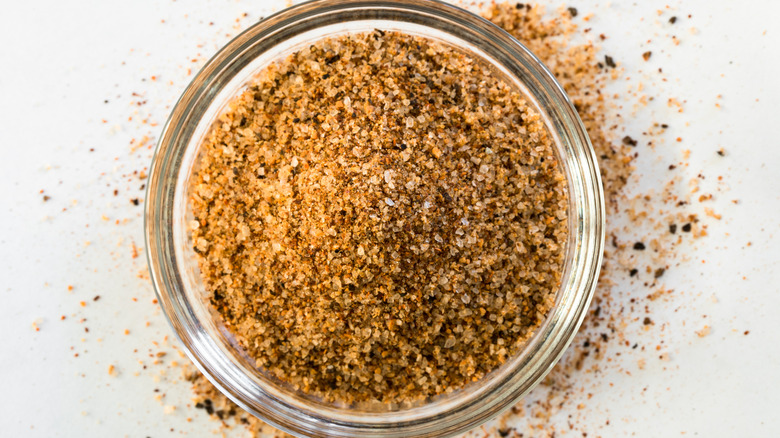 Creole seasoning in a glass dish.