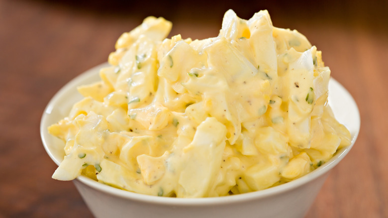 A bowl of creamy egg salad