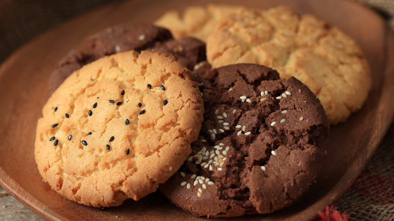 Variety of cookies with sesame seeds