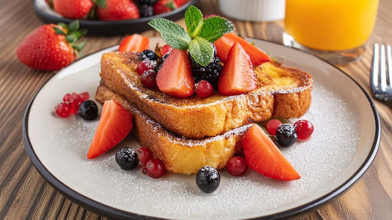 French toast on a plate with berries
