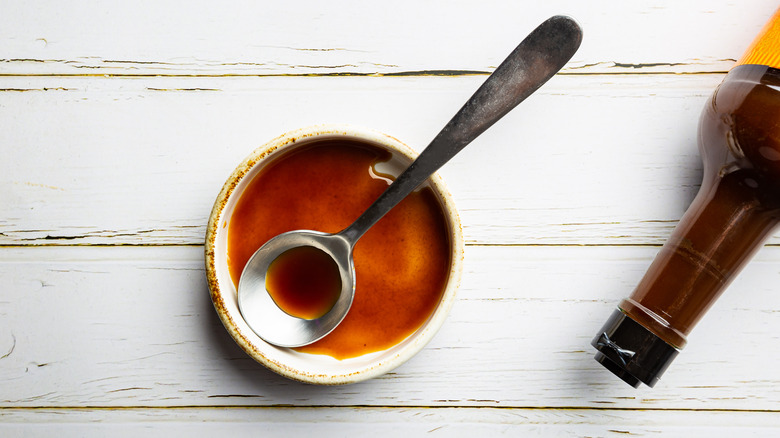 Bowl of Worcestershire sauce