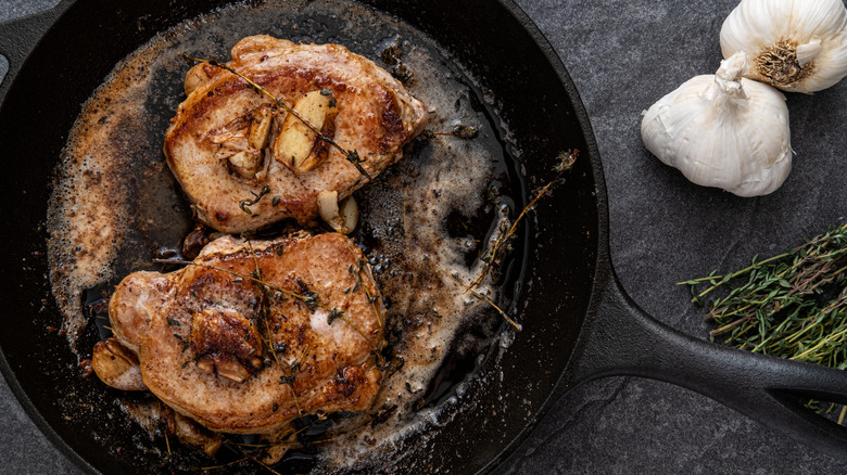 Pan of pork chops
