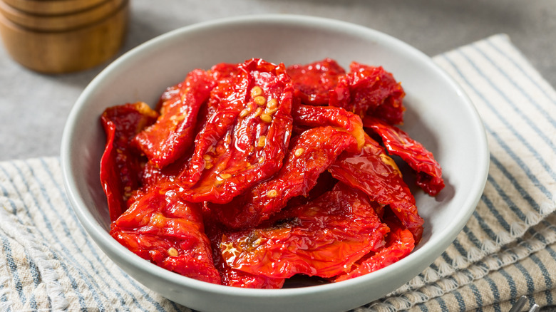 sun-dried tomatoes in oil in a bowl