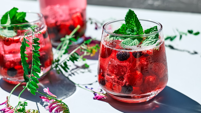 Sangria and mint combination in a glass