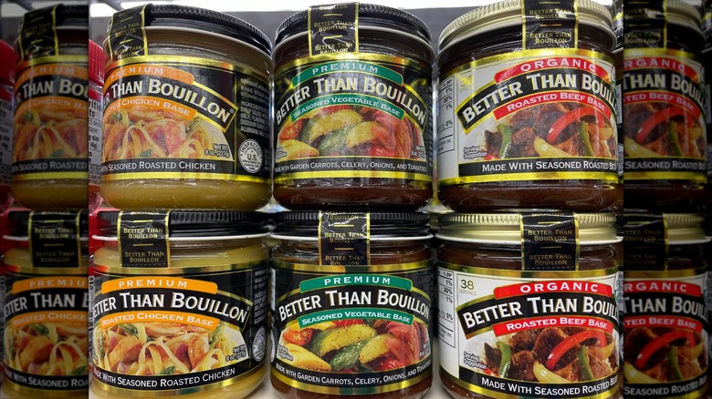 Stacked jars of Better Than Bouillon seasoning base