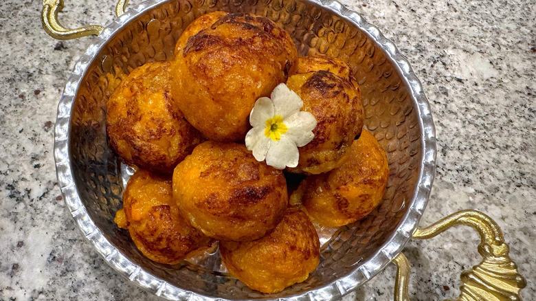 Fried sweet potato stuffed dumplings