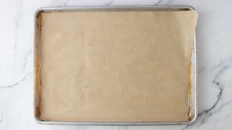 parchment paper lined baking sheets