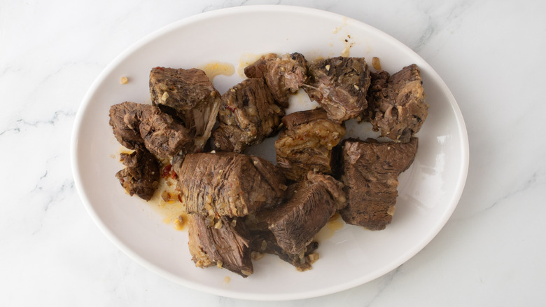 cooked beef chunks on plate