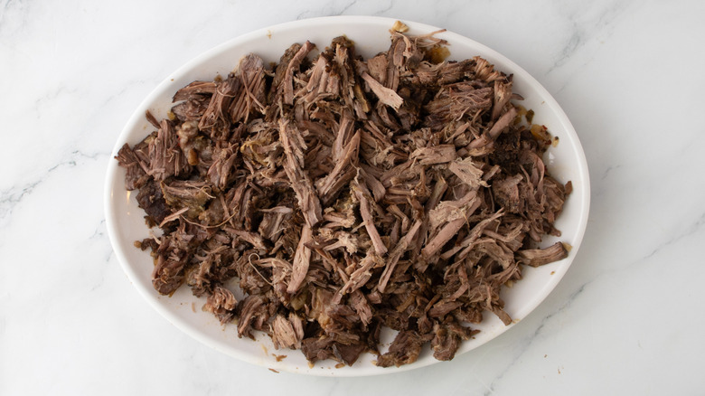 shredded beef on plate