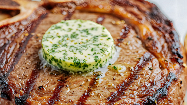 garlic butter on a steak