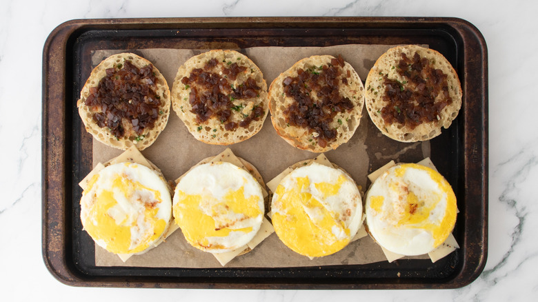 english muffins with chutney and egg patties
