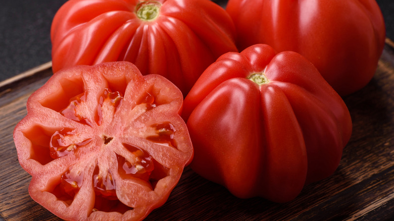plump tomatoes sliced in half