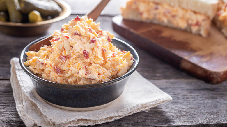 A bowl of homemade pimento cheese.