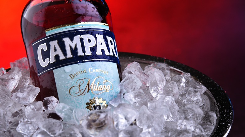 Bottle of Campari in ice
