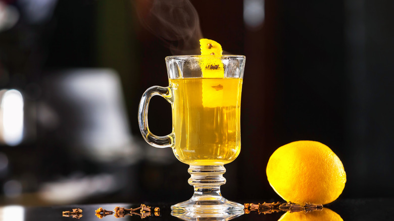 steaming hot toddy with lemon