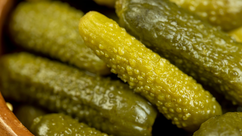 dill pickle close up