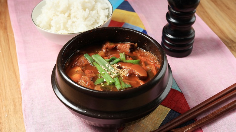 Korean kimchi stew in a bowl
