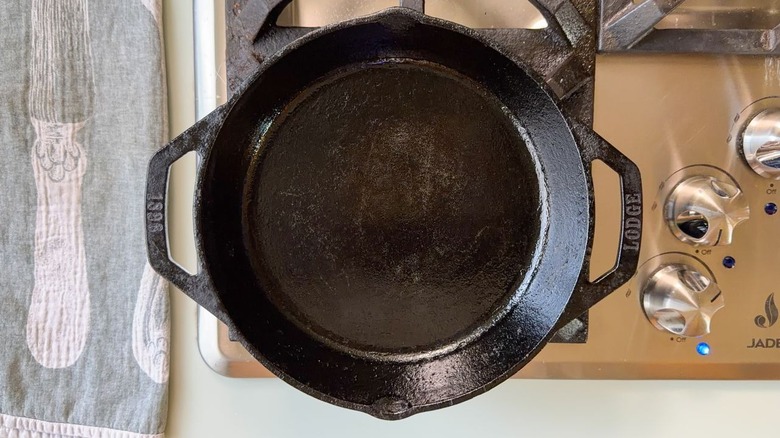 Cast iron skillet on stovetop