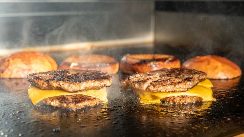 burgers on a grill