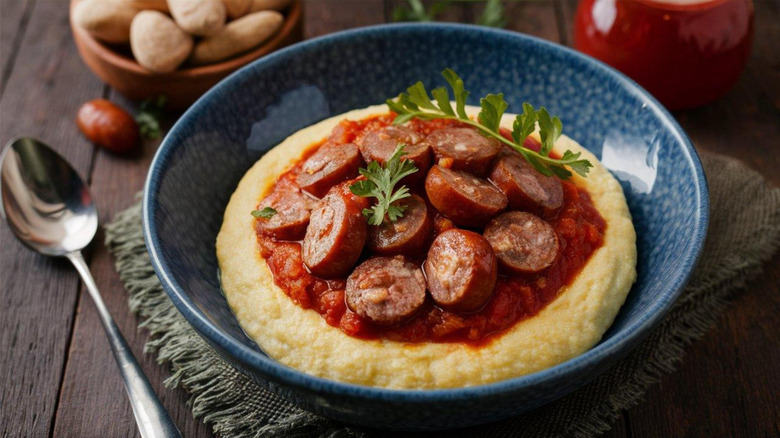 Polenta with Sausage: Creamy polenta served with flavorful Italian sausages. A rustic, comforting dish that pairs well with a hearty tomato sauce.