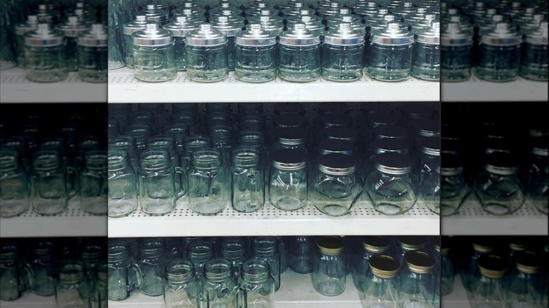 Selection of various glass jars at Dollar Tree.
