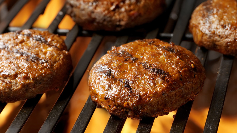 Homemade BBQ burger patties grill