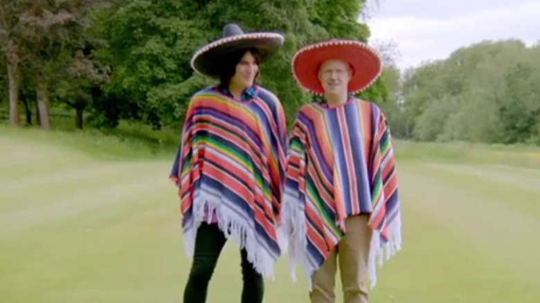 Hosts in Mexican outfits