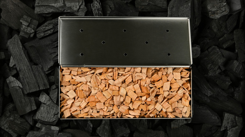 smoker box with wood chips