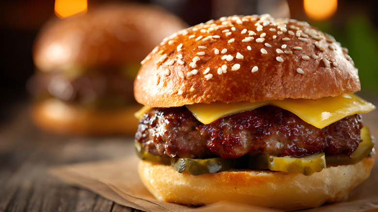 A juicy burger with a thick, succulent patty