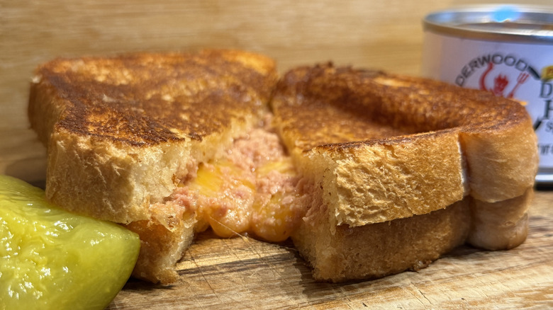 Grilled cheese sandwich with Underwood deviled ham.