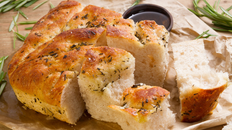 Pieces of focaccia bread