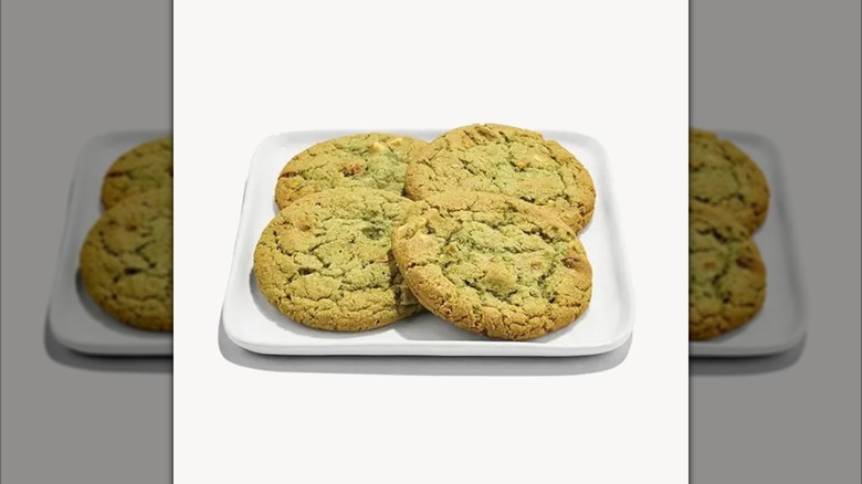 Plate of Whole Foods Brown Butter White Chocolate Pistachio Cookies