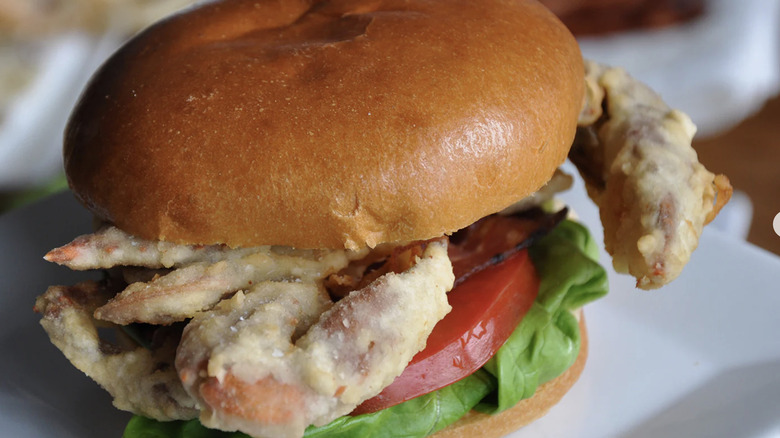 soft-shell crab BLT on plate