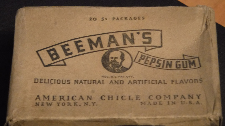 A brown package of Beemans gum from around 1900.