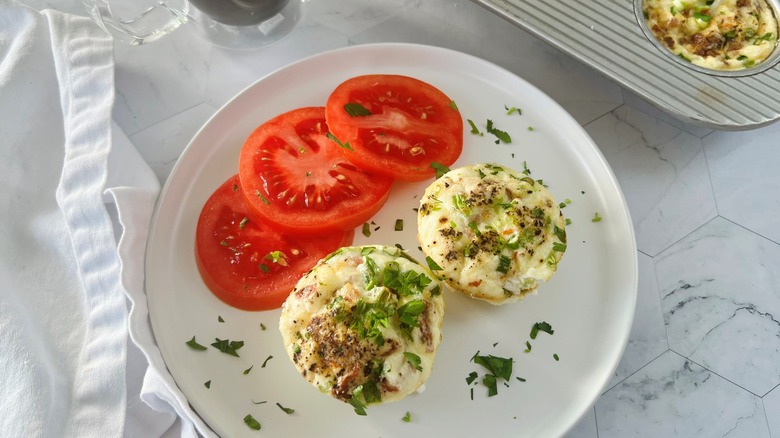 egg bites on white plate