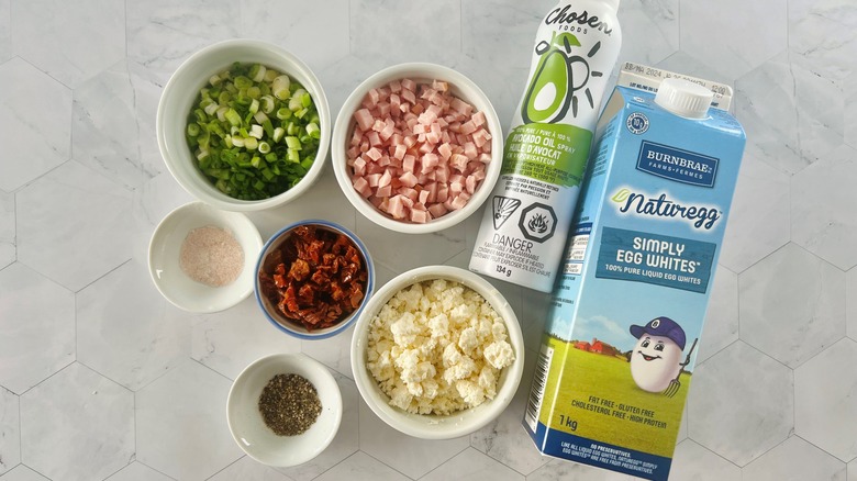 ingredients for ham cheese egg bites