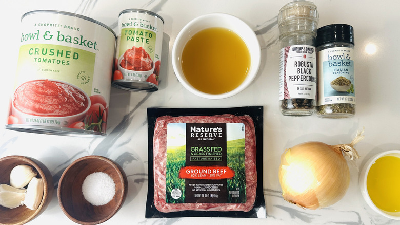 Ingredients for bolognese recipe