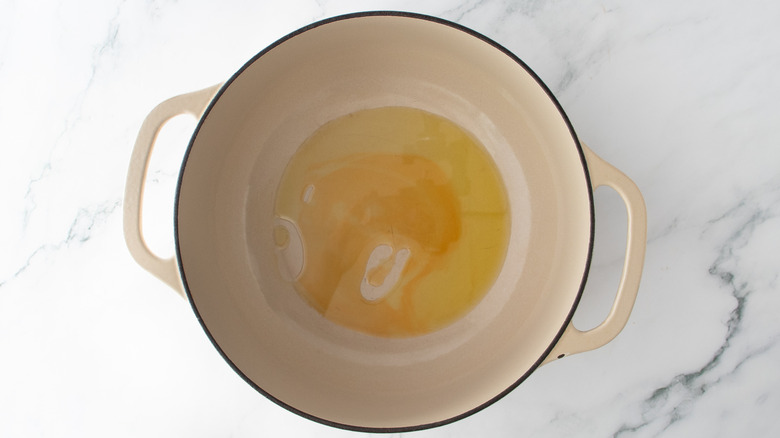 oil in a white pot