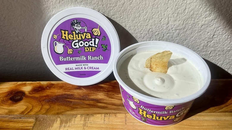 Open container of Heluva Good! Buttermilk Ranch Dip